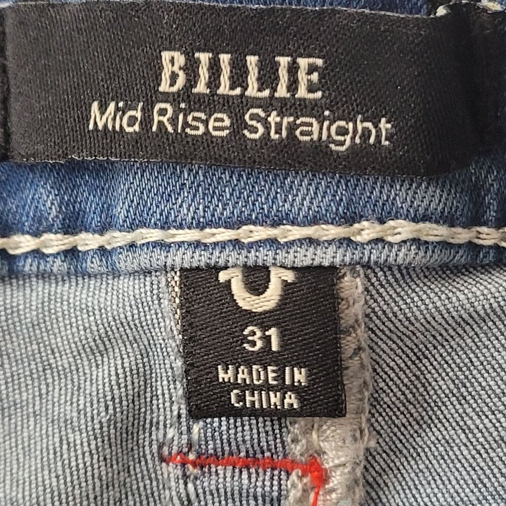 True Religion Billie Women's Mid Rise Straight Leg Blue Jeans Size 31x32 - Picture 10 of 12